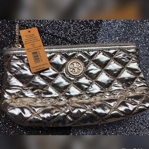Tory Burch authentic gold clutch / makeup bag